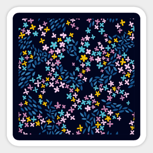 Tiny flowers on black background Sticker